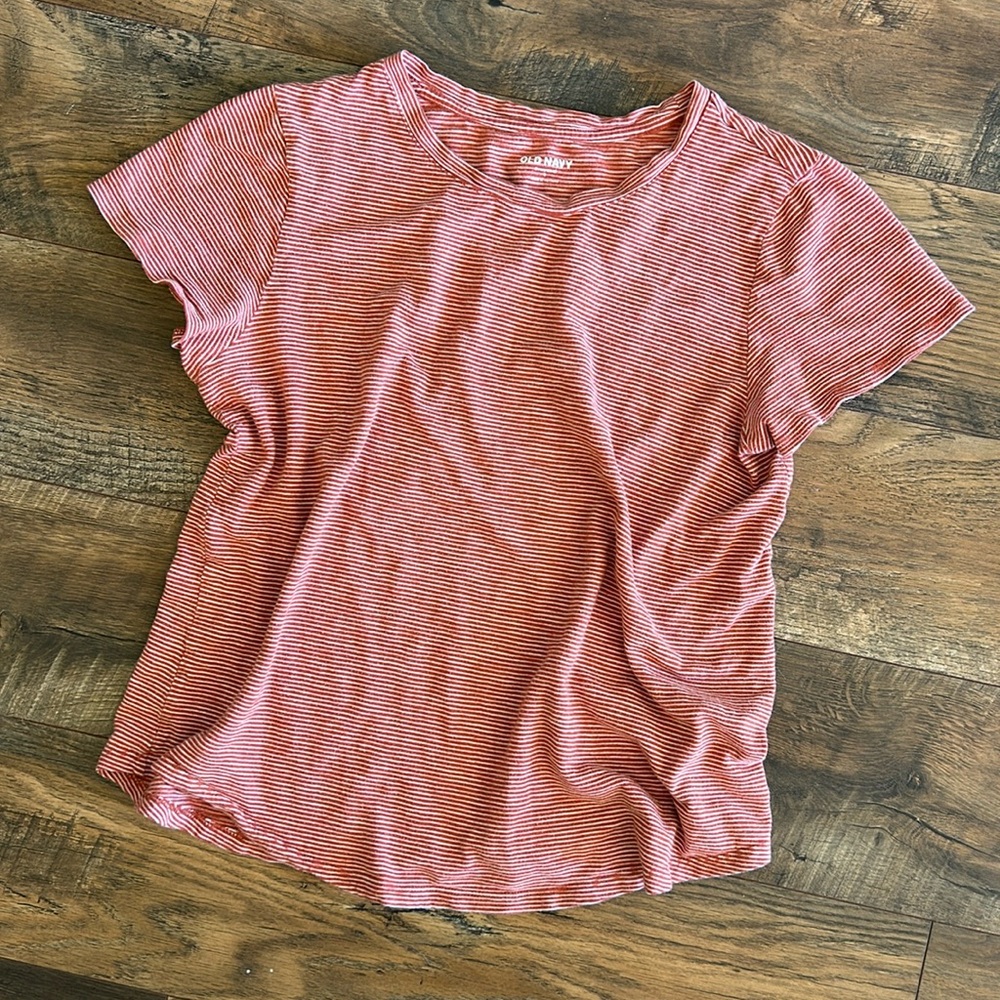 Old Navy Everywear Burnt Orange Striped 100% cotton T Shirt size Small
